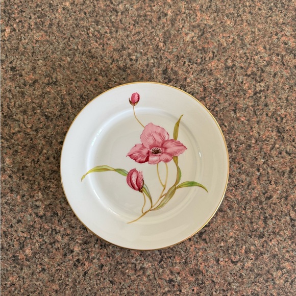 Vintage Rosenthal Germany Porcelain Tea Cup, Saucer, & Dessert Plate Pink Flower - Picture 8 of 10